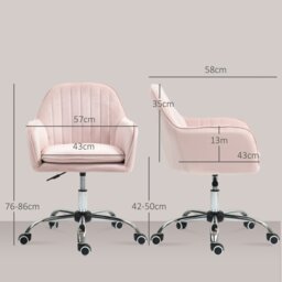 Rackhams Office Chair, Swivel Desk Chair w/ Adjustable Height, Pink - Pink - thumbnail 6
