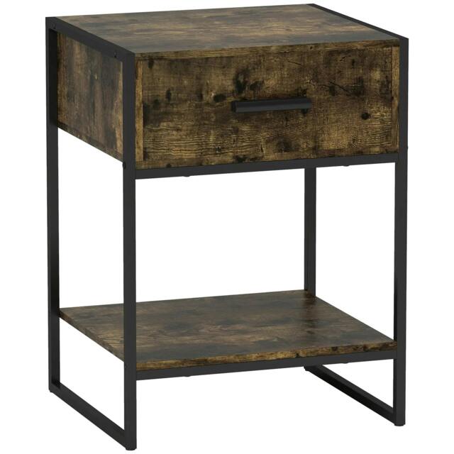 Rackhams Modern Bedside Table - Rustic Brown