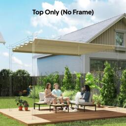 Rackhams Retractable Pergola Cover, 3.5 x 2.6 m Replacement Canopy Fabric for 4 x 3 m Frame, Roof Top Only, Beige - thumbnail 2