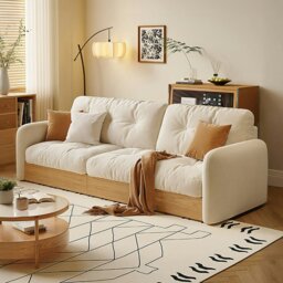 Rackhams Salim Corner Sofa Bed With Foldable Chaise, Cream - Cream - 210cm