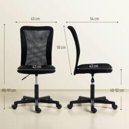 Rackhams Armless Office Chair, Swivel Desk Chair w/ Adjustable Height, Black - Yes - Office Chair - 43 x 54 x 85-97 cm - thumbnail 3