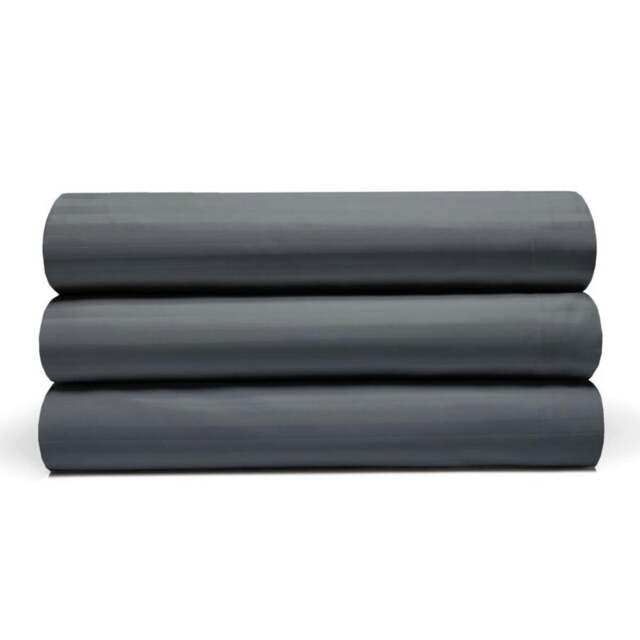 Rackhams Hotel Stripe Flat Sheet - Charcoal - Charcoal - Superking - 100% Cotton - image 1