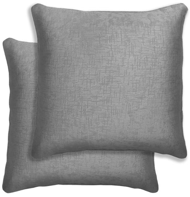 Rackhams Pair of Vogue Textured Double Sided Zip Opening Piped Edge Cushion Covers - 43x43cm - Cases Only - Grey - image 1