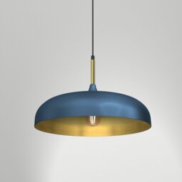 Rackhams Lincoln Blue 45CM Pendant Lamp Stylish Hand Made Scandi Style Lamp With A Golden Finish To The Shade Interior 1XE27 - thumbnail 6