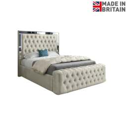 Rackhams Marino Mirror Upholstered Soft Velvet Bed Frame - Cream - Silver - King - thumbnail 6