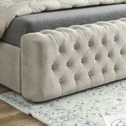 Rackhams Marino Mirror Upholstered Soft Velvet Bed Frame - Cream - Silver - King - thumbnail 3