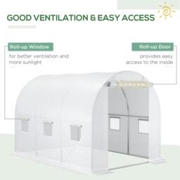 Rackhams 3 x 2 x 2m Polytunnel Greenhouse Replacement Cover ONLY Winter Garden Plant PE Cover for Tunnel Walk-in Greenhouse, White - thumbnail 4