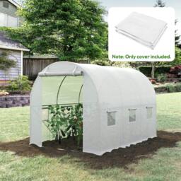 Rackhams 3 x 2 x 2m Polytunnel Greenhouse Replacement Cover ONLY Winter Garden Plant PE Cover for Tunnel Walk-in Greenhouse, White - thumbnail 2