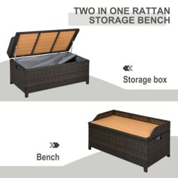 Rackhams Rattan Outdoor Storage Bench with Aluminium Frame - 102 x 51 x 52cm - Grey - thumbnail 5