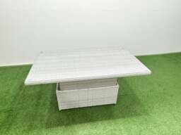 Rackhams 10 Seater Rattan Garden Furniture Set with Adjustable Dining/Coffee Table, 2 Chairs & 3 Footstools - Light Grey - thumbnail 5