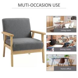 Rackhams Minimalistic Wooden Frame Accent Chair, with Padded Seat - Grey - thumbnail 6