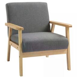 Rackhams Minimalistic Wooden Frame Accent Chair, with Padded Seat - Grey - thumbnail 1