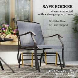Rackhams Banafa Outdoor Glider Rocking Bistro Set With 2 Chairs And Matching Table Grey - thumbnail 6