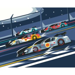 Rackhams Sports Cars Wall Mural - Navy Blue - Large - W350cm x H280cm - thumbnail 2