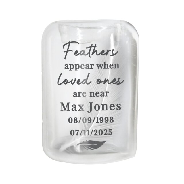 Rackhams Personalised Loved Ones Memorial Feather Tealight Holder - image 1