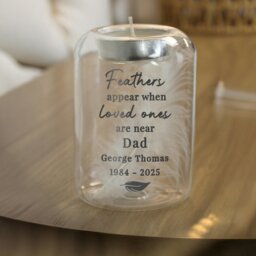 Rackhams Personalised Loved Ones Memorial Feather Tealight Holder - thumbnail 6