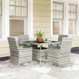 Rackhams 4 Seater Rattan Garden Furniture Set with Cushion, Mixed-Grey - Mixed-Grey - PE Rattan