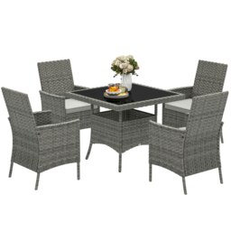 Rackhams 4 Seater Rattan Garden Furniture Set with Cushion, Mixed-Grey - Mixed-Grey - PE Rattan - thumbnail 6