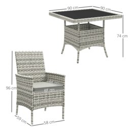 Rackhams 4 Seater Rattan Garden Furniture Set with Cushion, Mixed-Grey - Mixed-Grey - PE Rattan - thumbnail 5