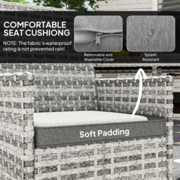 Rackhams 4 Seater Rattan Garden Furniture Set with Cushion, Mixed-Grey - Mixed-Grey - PE Rattan - thumbnail 3