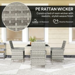 Rackhams 4 Seater Rattan Garden Furniture Set with Cushion, Mixed-Grey - Mixed-Grey - PE Rattan - thumbnail 4
