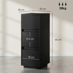 Rackhams Slim Bedside Table, Bedside Cabinet with Open Shelf and 2 Drawers - Black - 2 - Modern - thumbnail 6