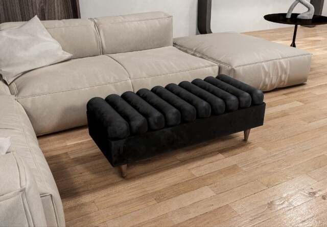 Rackhams Romo Panel Ottoman Bench Seat – Stylish Coffee Table & Comfortable Seating for Living Rooms UK - 24 x 24 Inches (61 x 61cm) - image 1