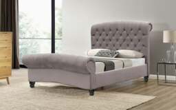 Rackhams Luxurious Cannes Plush Velvet Diamante Chesterfield Sleigh Bed - Elegance Redefined - Navy - 4ft6 - thumbnail 2