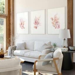 Rackhams Large Paintings For Wall - Set of 3 Seashells Wall art Prints - 20 x 30 in / 50 x 76 cm - Satin Photo paper 280 gsm - White Frame - thumbnail 2