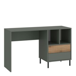 Rackhams Darwin Desk 2 Drawer in Green/Oak - Green/Oak - 58 - 76.4