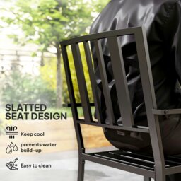 Rackhams 2 PCs Stackable Outdoor Garden Chairs with Metal Slatted Design, Black - Black - 4 - thumbnail 4