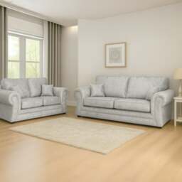 Rackhams Chelsea Crushed Velvet Full Back Sofa Suite - Black and Silver - thumbnail 2