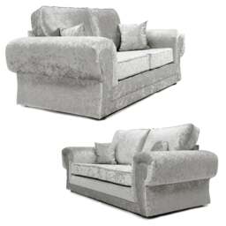 Rackhams Chelsea Crushed Velvet Full Back Sofa Suite - Black and Silver - thumbnail 3
