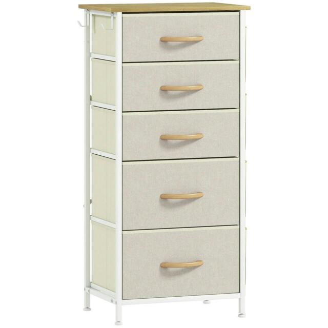 Rackhams Chest of Five Fabric Drawers - Beige
