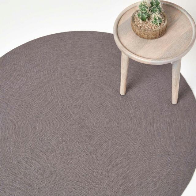 Rackhams Handmade Woven Braided Rug - Grey - 120 cm Round - image 1
