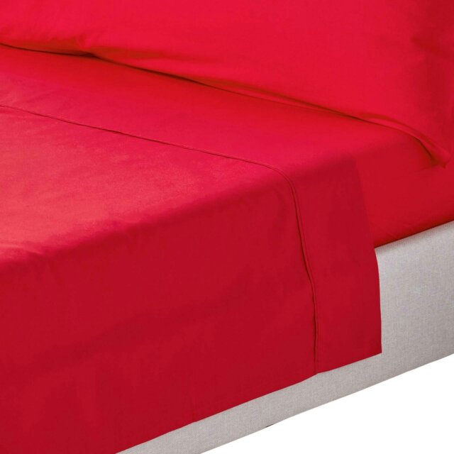 Rackhams Crisp & Cool 200 TC Egyptian Cotton Percale Flat Sheet - Red - Super King - image 1