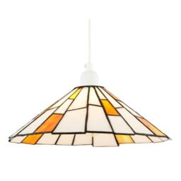 Rackhams Contemporary White Tiffany Pendant Light Shade with Orange Accents - thumbnail 2