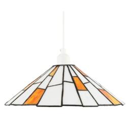 Rackhams Contemporary White Tiffany Pendant Light Shade with Orange Accents - thumbnail 5