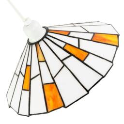 Rackhams Contemporary White Tiffany Pendant Light Shade with Orange Accents - thumbnail 3