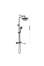 Rackhams Stainless Steel Wall Mount Triple Function Shower Faucet Set Bathroom - Black - thumbnail 6