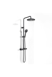 Rackhams Stainless Steel Wall Mount Triple Function Shower Faucet Set Bathroom - Black - thumbnail 4