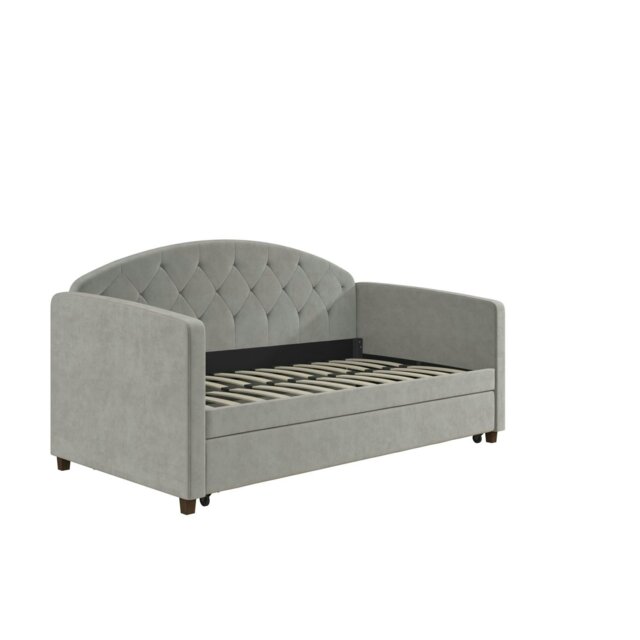 Rackhams Aspen Daybed w Trundle Velvet Light Grey - Grey - image 1