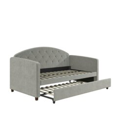 Rackhams Aspen Daybed w Trundle Velvet Light Grey - Grey - thumbnail 3