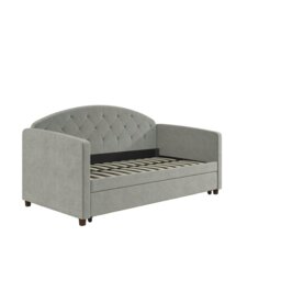 Rackhams Aspen Daybed w Trundle Velvet Light Grey - Grey