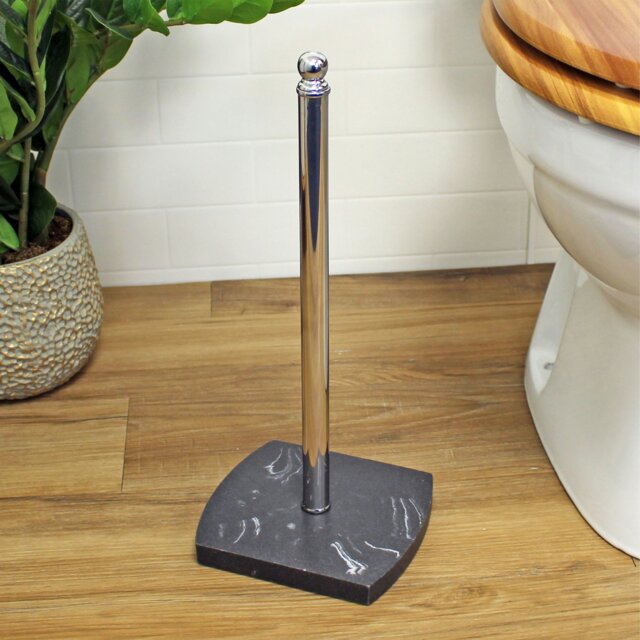 Rackhams Octavia Grey Marble & Chrome Spare Toilet Roll Holder - image 1