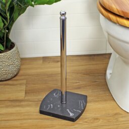 Rackhams Octavia Grey Marble & Chrome Spare Toilet Roll Holder