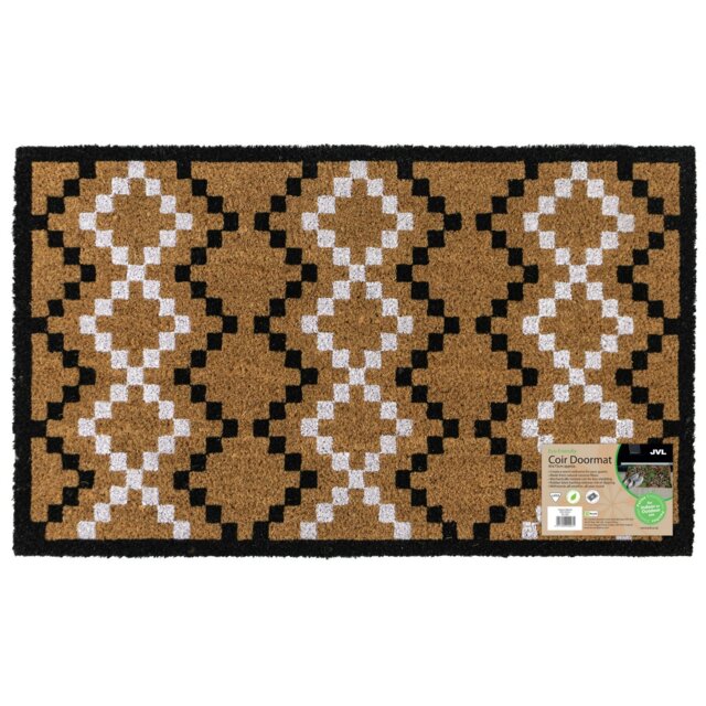Rackhams Eco-Friendly Latex Backed Coir Entrance Doormat, 45x75cm - Diamond Pixel - 1 - image 1