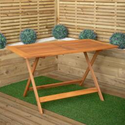 Rackhams Outdoor 6 Person Folding Rectangular Wooden Garden Dining Table Chairs Grey Parasol and Base set - Outdoor Furniture Sets - thumbnail 4