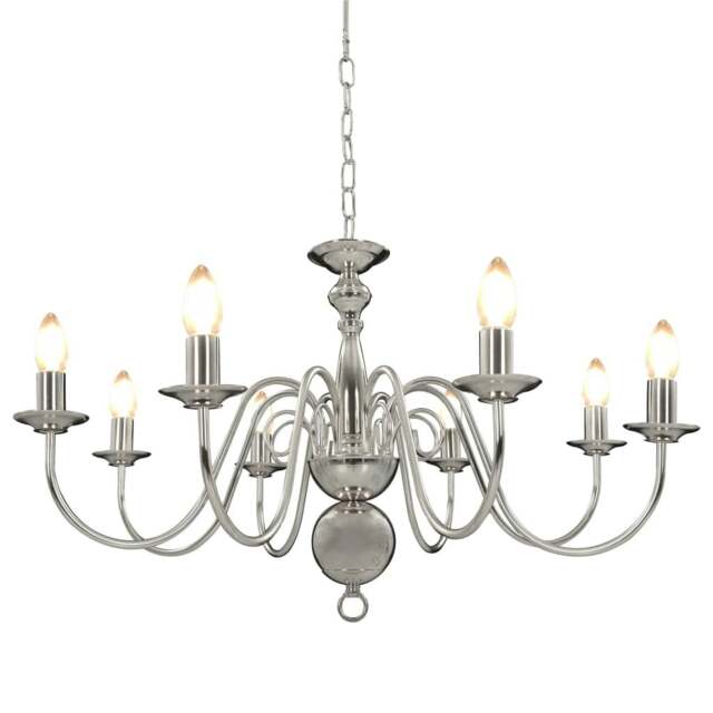 Rackhams Chandelier Silver 8 x E14 Bulbs