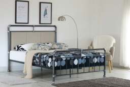 Rackhams Arcadia Metal Copper Pipe Bed Frame - A Unique and Industrial-Chic Addition to Your Bedroom - Silver - Double - thumbnail 1